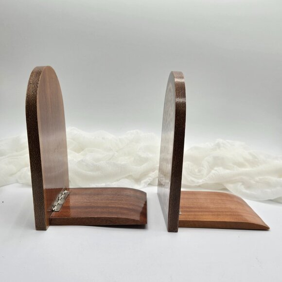 Pair of Vintage Sorrento Marquetry Folding Bookend with Hinges, Inlaid Wood - Picture 8 of 15